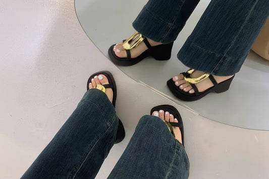 Golden Buckle Platform Sandals